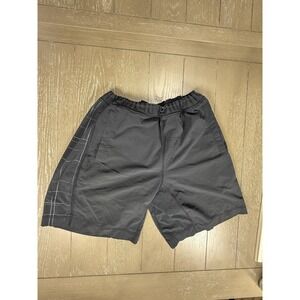 Lululemon Shorts Mens Large Black Gray Plaid Drawstring Athletic Lined Pockets
